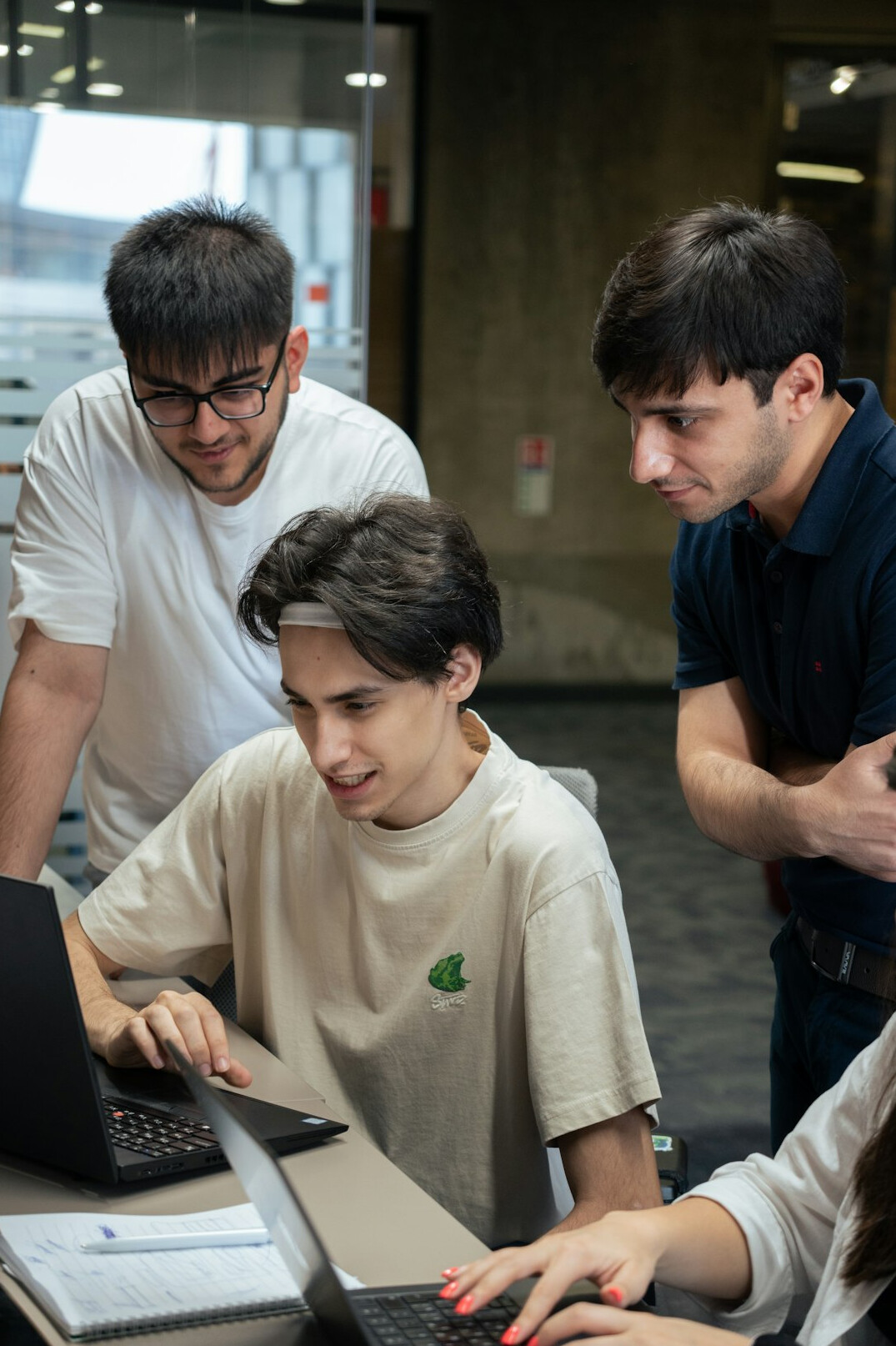 group of students learning to code
